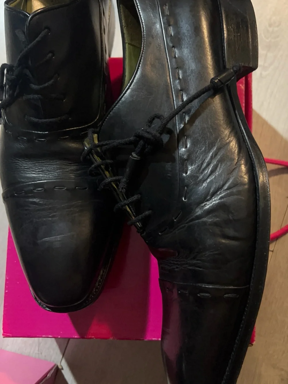 Mezlan Brizio Black Leather Cap Toe Oxfords- Size 13 M filigree Crest